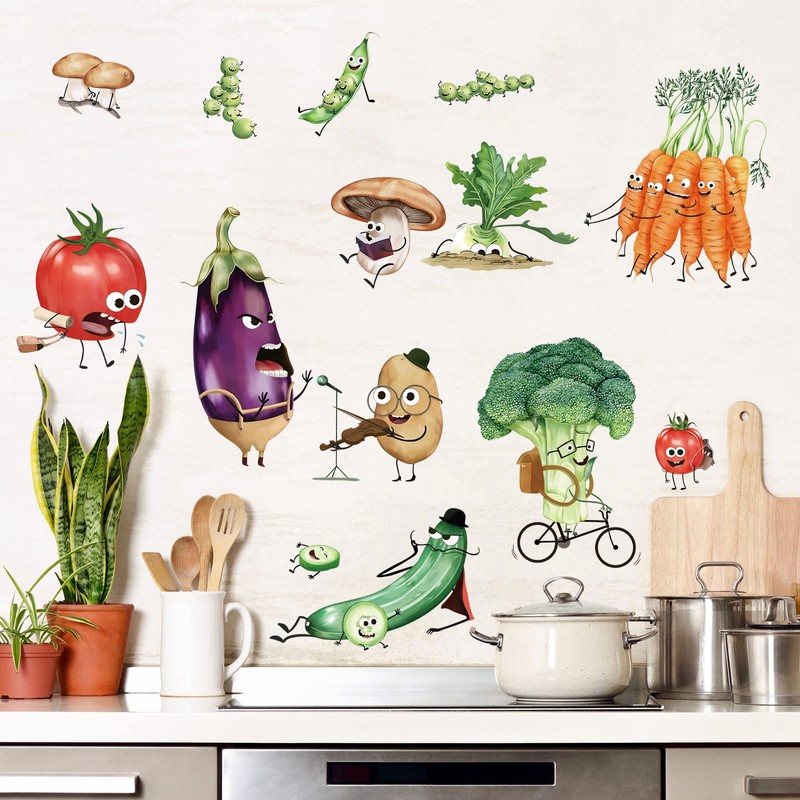 wondever Kitchen Wall Stickers Vegetables Fruits Peel and Stick Wall