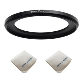 72mm Lens to 55mm Camera Lens Adapter 72mm to 55mm Step Down Ring Adapter Ring for All Brands of UV ND CPL, with Premium Lens Wiping Cloth 2 Pack (72mm-55mm)