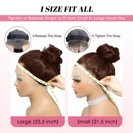Hidden Strap Drawstring Wig 360 Lace Front Wigs Human Hair Pre Plucked, 200 Density Chocolate Brown Lace Front Wig Body Wave Frontal 360 Full Lace Human Hair Wigs, HD Lace Front Wigs Glueless 28 Inch