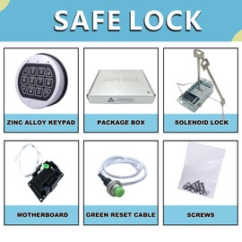Replacement Chrome Keypad Electronic Safe Lock With Solenoid & 2 Override Keys - DIY Electronic Lock for Home Safes, Vault Doors, and More