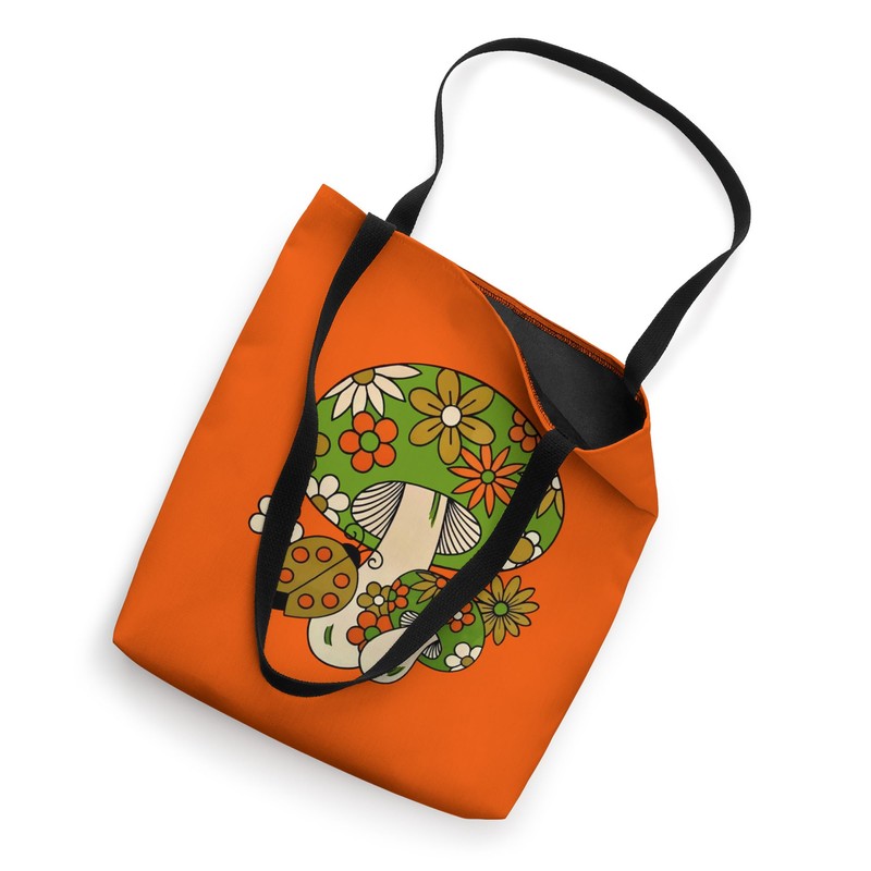 Vintage Merry Mushrooms, 1970s Hippie Nostalgia Tote Bag