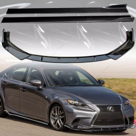 Unbranded FOR LEXUS F-SPORT IS200T IS350 FRONT LIP SPLITTER + SIDE SKIRT GLOSS BLK 14-16