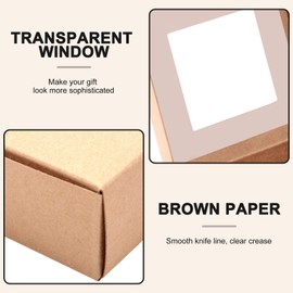 Niukuyu 50 Pieces Mini Kraft Paper Box with Window Present Packaging Box Treat Box for Homemade Soap Treat Bakery Candy (Brown)