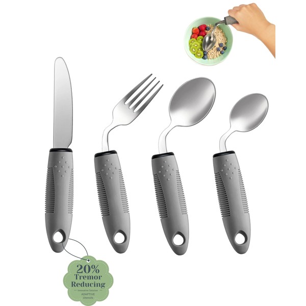 CuraVita Adaptive Utensils Set (4-Piece) – 42° Angled, 3 oz