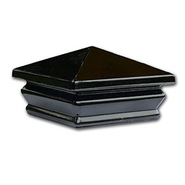Woodway Glass Pyramid Post Cap, fits 3.5" Post, in Onyx Black, 1 PC