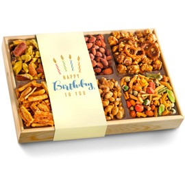 Happy Birthday Crunch 'n Munch Snack & Nut Variety Tray Gift Box