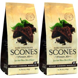Sticky Fingers Bakeries, English Scone Mix, Dark Chocolate, Just Add Water, Mix, and Bake. Makes 12 Scones (Pack of 2)