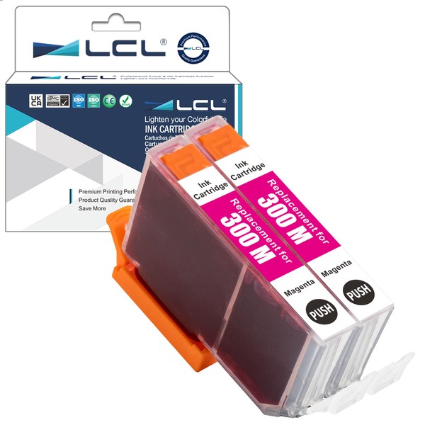LCL Compatible for Canon PFI-300 PFI-300M (2-Pack,Magenta) Pigment Ink Cartridge