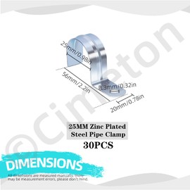 Cimeton 30Pcs 3/4 Inch One Hole Pipe Strap Single Hole Pipe Clamp One Hole Strap Zinc Plated Steel EMT Pipe Straps with 1 Hole EMT Conduit Clamp for EMT Conduit Pipe Fixing