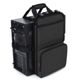 Trunab Desktop Computer Host Carrying Strap, PC Carry Bag for On the Go with Handles and Compartments for Storing Computer Accessories, Black