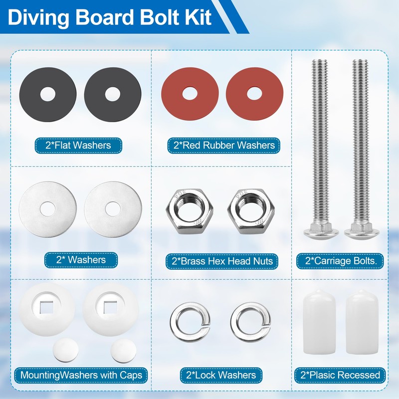 DB-TB-M Diving Board Bolt Kit Fits for Inter-Fab Two Hole