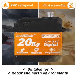 HobbyPark Waterproof Servo Metal Gear RC Servo Digital Servo w/Aluminum Horn RC Parts for 1/12 1/10 RC Crawler RC Truck RC Car Buggy Robotic Control Angle 90°-180° Programmable 8.4V HV (20kg Torque)