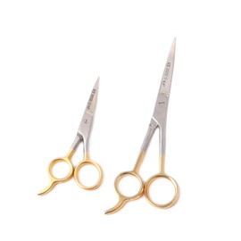 OdontoMed2011® 2 PCS PROFESSIONAL BARBER HAIR DRESSING SCISSORS 4.5" 6.5" HAIR CUTTING SCISSORS/BARBER SHEARS - ICE TEMPERED - STAINLESS STEEL GOLD PLATED ODM