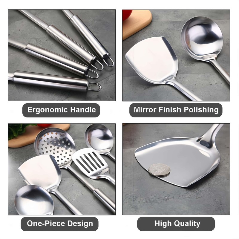 HOLADAWN Stainless Steel Kitchen Cooking Utensil Set - 8 Pcs