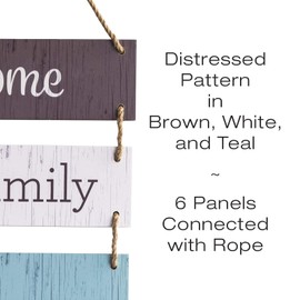 Excello Global Products Large Hanging Wall Sign: Rustic Wooden Decor (Home, Family, Love, Laugh, Live, Happiness) Hanging Wood Wall Decoration (11.75" x 32")
