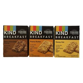 KIND Breakfast Bar Variety Bundle: Dark Chocolate Cocoa, Peanut Butter, Oats 'n Honey (1 box of each)