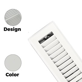 Sierra Grates Precision Flow 2"x 14" Steel Floor Register - 2 Way Louvered Design,Glacier White Finish - Premium Home Vent Covers, Durable & Decorative - Fits 2"x14" Duct Openings, Easy Installation