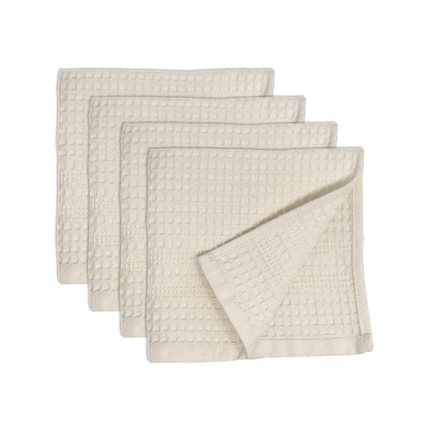 GILDEN TREE Waffle Towel Quick Dry Thin Exfoliating, 4 Pack Washcloths for Face Body, Classic Style (Cream)