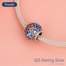 Amuefer Ocean Sea Charms for Bracelet 925 Sterling Silver Rose Gold Turtle Octopus Crab Starfish Mercury Jellyfish Conch Dangle Pendant for Women Girls, Sterling Silver, Zircon gemstone.