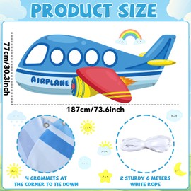 Airplane Shaped Photo Prop Selfie Frame Large Aircraft Photography Background Backdrop Banner Helicopter Plane Themed Photo Booth Props for Kids Baby Shower Birthday Party Decorations Supplies 74x30in