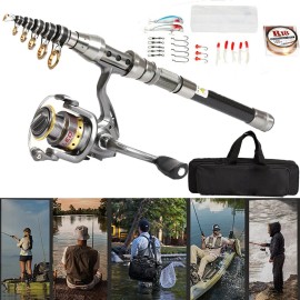 Unbranded 2.1M Carbon Fiber Telescopic Fishing Rod Portable Travel Spinning Pole New