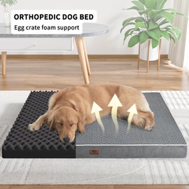Dog Bed Large Dog Bed XXL, Orthopedic Dog Bed Waterproof & Washable Dog Bed W/Removable Pet Bed Cover,Dog Bed Large W/Egg Crate Foam Support for Dogs Up to 100 lbs
