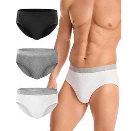 YESWEL Incontinence Underwear for Men, Washable Leak-Proof Reusable Heavy Flow, Cotton Briefs, 3 Pack (Multicolor01, Small)