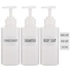 Segbeauty Soap Dispenser with Labels, 3 Pieces 300 ml Shampoo