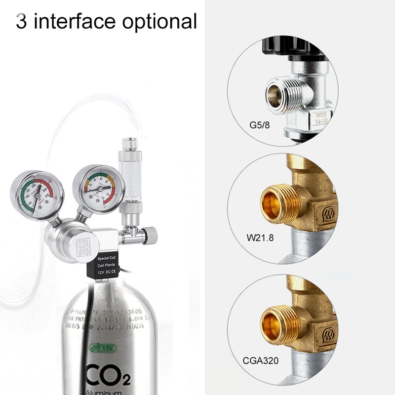 Aquarium CO2 Regulator CO2 Cylinder Pressure Reducing Regulator with Solenoid