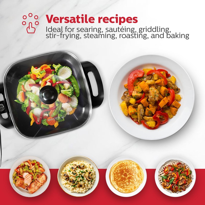 Holstein Housewares 12-Inch Electric Skillet - 1400W Electric Pan with
