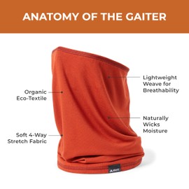 Beechwood Neck Gaiter | Outdoor Breathable Face Cover for Hiking, Cycling, Sports | Rust, Washable | Soft Sustainable Fabric Made of Beechwood Trees