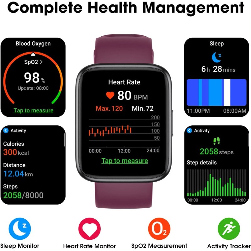 Senior Friendly Pedometer Watch No App Required Waterproof Fitness Tracker