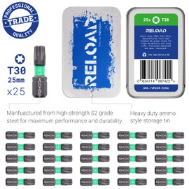 Rehook Reload 25x T30's - 25mm Impact Screwdriver Drill Driver Bits Set T30, Star bits, Torx Tool bits for Dewalt, Milwaukee, Bosch, Sabrecut and Others (T30)