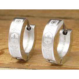 Edelstahl Ohrringe Titan Stäbchen Ohrstecker Klapp Creolen Herren Damen Blau Gold Schwarz Silber Matt Glänzend "Eindrücke von Kopenhagen" ERTS036 (2x Silber Hochglänzend)