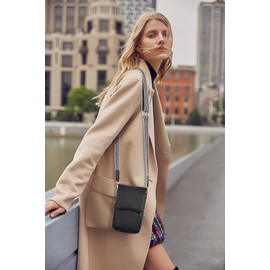 CHOLISS Cell Phone Crossbody Purse Small Cross Body Bag for Woman Leather Travel Wallet Shoulder Handbags with Card Slots (Black)