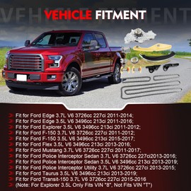 Merautop SJ Timing Chain Kit with Water Pump BL3Z-6268-A Ford Edge Replacement for Explorer F-150 Mustang Police Interceptor Sedan Utility for Lincoln MKS MKZ MKX 3.5L 3.7L V6 AT4Z-6268-A