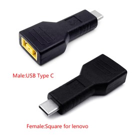 Yjcnelcr Power Adapter Type-C Male Plug ToLenovo Big Square Female PD Charger Power Supply Converer for Laptop Thinkpads USB C Adapter ForLenovo Square Interface Socket Power Adapter