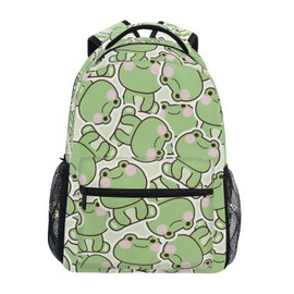 JIPONI Cute Frog Sitting Pose Backpack For Girls Boys, Student School Bag Bookbag Travel Laptop Backpack Purse Daypack