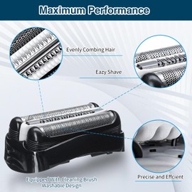 Pack of 2 electric shaving heads for Braun Series 3, 32B shaving head, compatible with Braun Series 3, suitable for models 3000s 3010s 3040s 3050cc 3070cc 3080s 3090cc with 2 x double head brushes