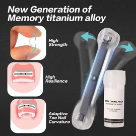 Titanium Alloy Ingrown Toenail Treatment Tool,Toenail Removal Kit for Curved Nail Repair 10 pcaks,Corrector for Man and Women All Size Toenail, (0.59/0.67/0.79Inch Fit)