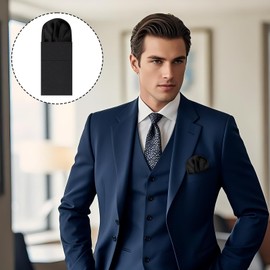 Gsyziux Pre-folded Pocket Squares for Men Solid Color Mens Suit Handkerchiefs Pocket Square on Card for Suit Tuxedo (Black)