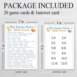 4x6 Inches Bible Trivia Game Card - Set Of 20 The Easter Story Game For Family & Friends - Double Sided Easter Bible Game Card With 1 Answer Card - Easter Christian Party Activities & Supplies - A01