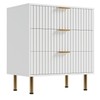 White 3 Drawer Dresser for Bedroom, Fluted Modern Nightstand with