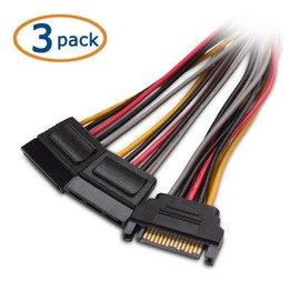 Cable Matters 3-Pack 15 Pin SATA Power Splitter Cable 8 Inches