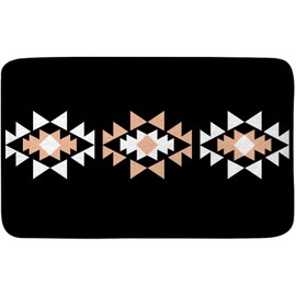 Boho Bathroom Rugs, Geometric Aztec Bath Mat Soft Velvet Absorbent Floor Mats Non Slip Quick Dry Rugs Carpets for Farmhouse Kitchen Laundry Bedroom Living Room Decor, 17x29 Inch, Black