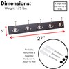 BIRDROCK HOME Tri Hook Coat Rack - 5 Hooks -