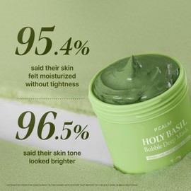 P.CALM Holy Basil Bubble Deep Mask – Holy Basil & Carbonated Water for Cleansing Pores & Blackheads, Korean Clay to Bubble Wash-Off Pack, Stocking Stufffers (90g / 3.17 oz)
