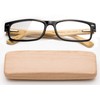 Real Bamboo Reading Glasses Spring Hinge Genuine Bamboo Rectangular Reader