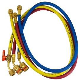 Uniweld EZ3HS Manifold Hoses 36in Red and Blue with EZ Turn Yellow with Ball Val