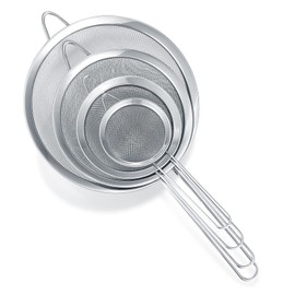 Set of 4 Kitchen Sieve Stainless Steel Set, Fine Mesh Pasta Sieves, Household Sieve, Fine Sieve Set, Flour Sieve Stainless Steel for Kitchen